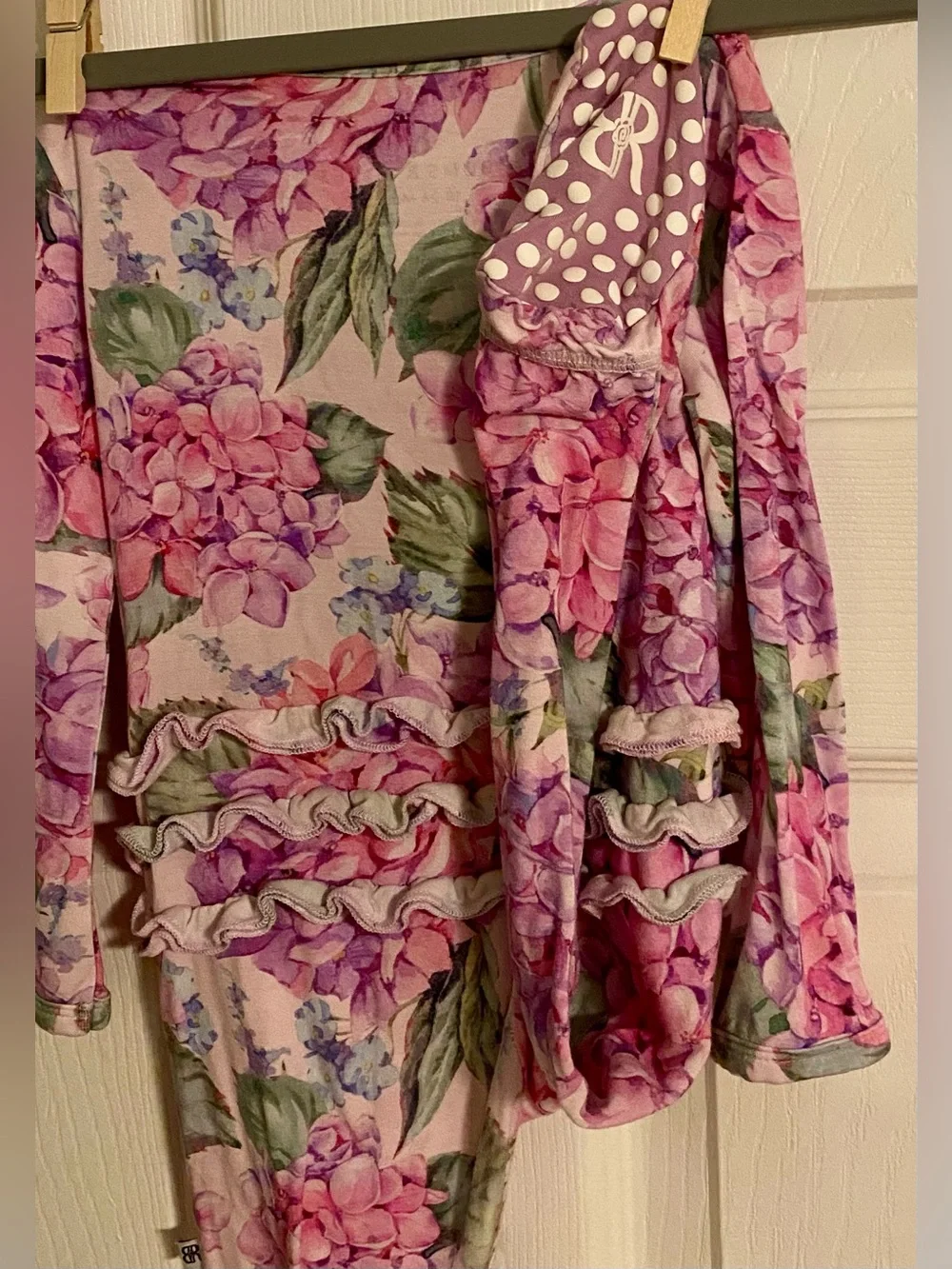 Bums & Roses Floral Zip Bamboo Pajamas - Pink & Purple Hydrangea Print